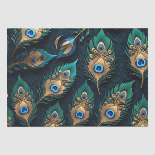 Papercut Peacock Feathers Pattern Seidenpapier (Vorderseite)