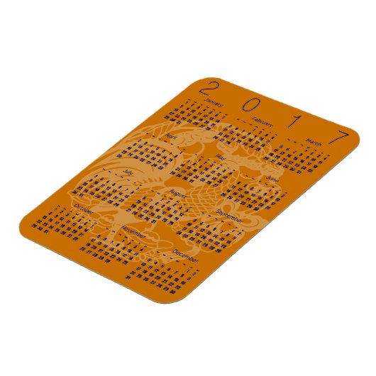 Papercut Rooster Calendar 2017 Farbe auswählen Magnet (Linke Seite)