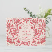 Papercut Rustikale Blume Antique Red Save The Date (Stehend Vorderseite)