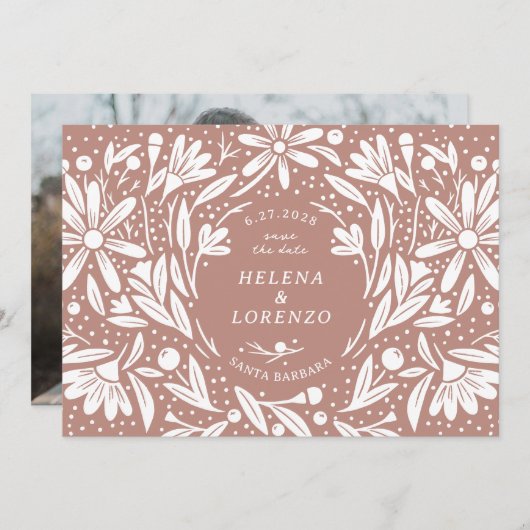 Papercut Rustikale Blume Fusty Rose Save The Date (Vorne/Hinten)