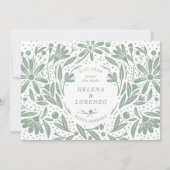 Papercut Rustikale Blume Grün Save The Date (Vorderseite)