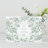 Papercut Rustikale Blume Grün Save The Date (Stehend Vorderseite)