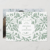 Papercut Rustikale Blume Grün Save The Date (Vorne/Hinten)