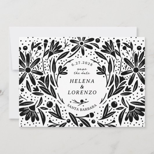 Papercut Rustikale Blume Save The Date (Vorderseite)