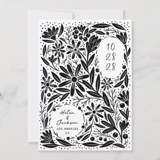 Papercut Rustikale Blume Save The Date (Vorderseite)