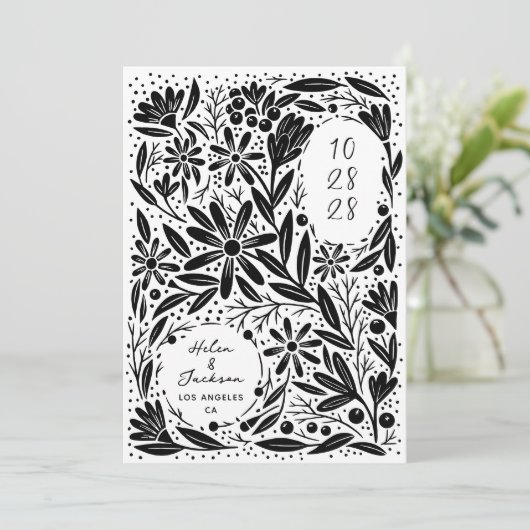 Papercut Rustikale Blume Save The Date (Stehend Vorderseite)