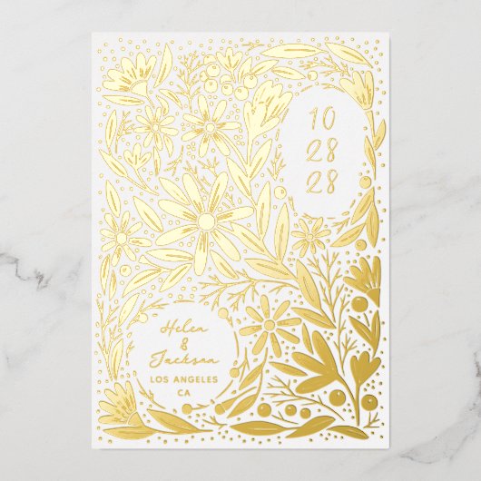 Papercut Rustikale Blume Save the Date Folieneinladung (Vorderseite)
