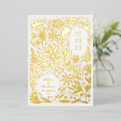 Papercut Rustikale Blume Save the Date Folieneinladung (Stehend vorne)