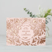 Papercut Rustikale Blume Save the Date Rose Gold Folieneinladung (Stehend vorne)