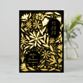 Papercut Rustikale Blume Save the Date schwarz Folieneinladung (Stehend vorne)