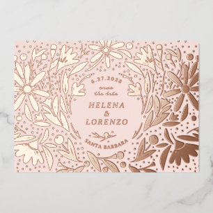 Papercut Rustikale Blumen Sparen Sie das Datum Ros Folieneinladung