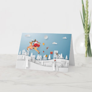 Papercut Santa überreicht Weihnachten in der Stadt