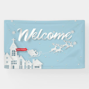Papercut Santa und Reindee Begrüßungsweihnacht Banner
