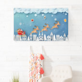 Papercut Santa und Reindei über Weihnachten in der Banner (Insitu)