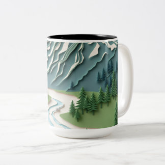 Papercut Style Berg Tasse