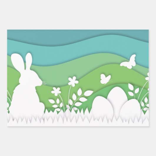 Papercut-Wellen, buntes abstraktes Design Geschenkpapier Set (Vorderseite 3)