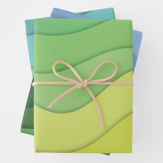 Papercut-Wellen, buntes abstraktes Design Geschenkpapier Set (Beispiel)