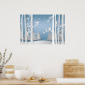 Papercut Winterwald und Eichhörnchen Poster (Küche)