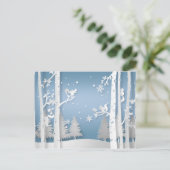 Papercut Winterwald und Eichhörnchen Weihnachten Postkarte (Stehend Vorderseite)