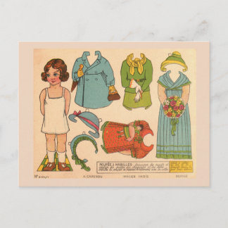 PAPERDOLL GIRL VINTAGE CUTE POSTCARD POSTKARTE