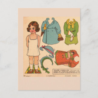 PAPERDOLL GIRL VINTAGE CUTE POSTCARD POSTKARTE