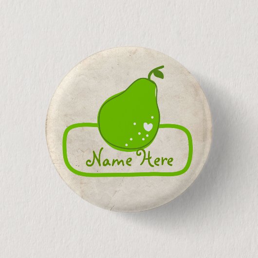 PaperFruit Birnen-Namen-Abzeichen Button (Vorderseite)