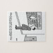 Paperless Society. Mann Frage Geschäfte für Toilet Puzzle (Horizontal)