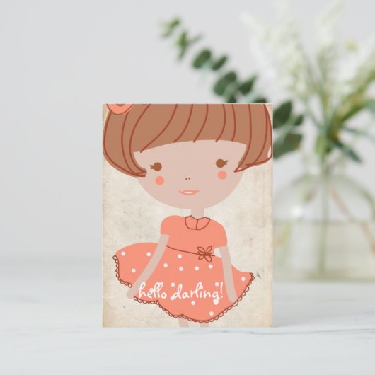 Paperobst-Süßbugmädchen Postkarte (Stehend Vorderseite)