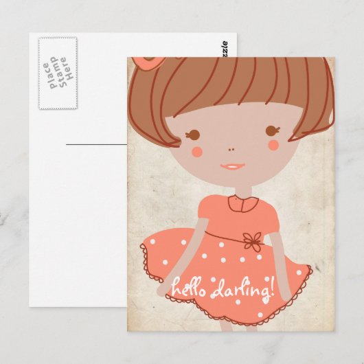 Paperobst-Süßbugmädchen Postkarte (Vorne/Hinten)