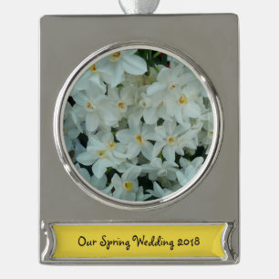 Paperwhite Narcissus Delikate Weiße Blume Banner-Ornament Silber