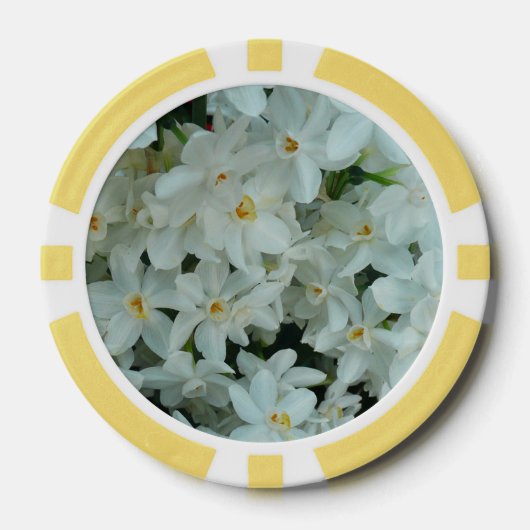 Paperwhite Narcissus Delikate Weiße Blume Pokerchips (Vorderseite)