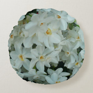 Paperwhite Narcissus Delikate Weiße Blume Rundes Kissen