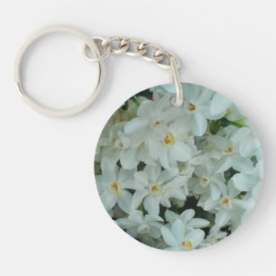 Paperwhite Narcissus Delikate Weiße Blume Schlüsselanhänger