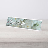 Paperwhite Narcissus Delikate Weiße Blume Schreibtischnamensplakette (Vorderseite )