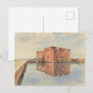 Paphos-Burg, Aquarellstil von Paphoslife Postkarte
