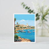 Paphos Cyprus Vintage Illustration Postkarte (Stehend Vorderseite)