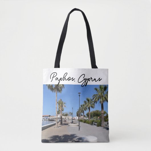 Paphos-Küste mit Palmen Tasche (Vorderseite)