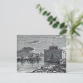 Paphos mittelalterliche Festung Gravur aus dem 19. Postkarte (Stehend Vorderseite)