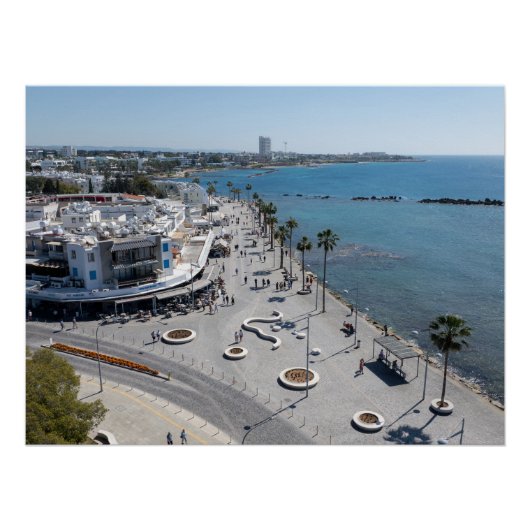 Paphos Sea Front Walk mit Drohne Poster (Vorderseite)
