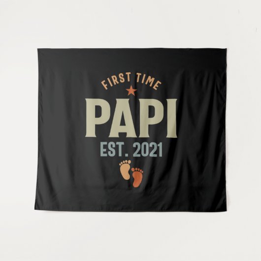 Papi Est 2021 Vater zum ersten Mal Wandteppich (Vorderseite (Horizontal))