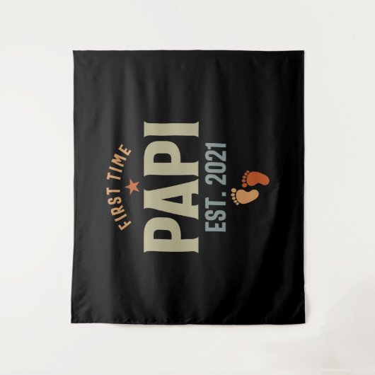 Papi Est 2021 Vater zum ersten Mal Wandteppich (Vorderseite)