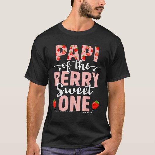 Papi Of The Berry Sweet One Birthday Strawberry Pa T-Shirt (Vorderseite)