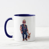Papi Rocker mit seinem kleinen Lachhund. Tasse (Links)