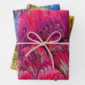 PAPIER, ABSTRAKT PINK BLUE YELLOW PATTER GESCHENKPAPIER SET (Beispiel)