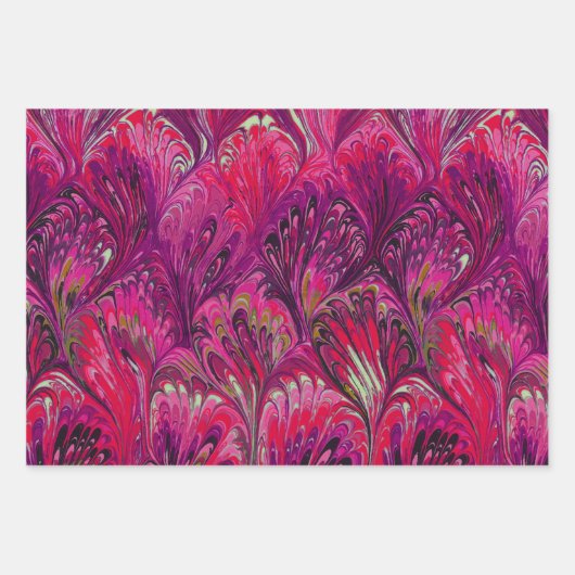 PAPIER, ABSTRAKT PINK BLUE YELLOW PATTER GESCHENKPAPIER SET (Vorderseite)