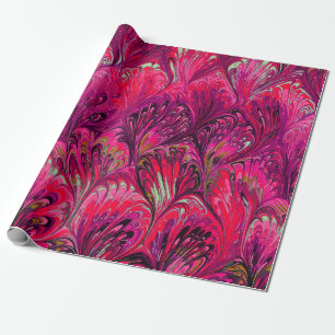 PAPIER, ABSTRAKT PINK PAKOCK PATTER GESCHENKPAPIER