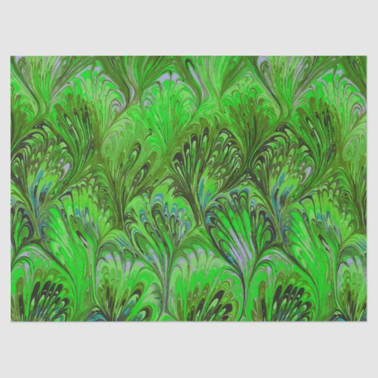 PAPIER, ABSTRAKTER PATTER FÜR GRÜNE PEACOCK SEIDENPAPIER (Vorderseite)