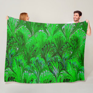 PAPIER, ABSTRAKTER PFLANZENPATTER, SCHWIMMBAR FLEECEDECKE