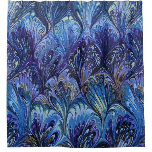 PAPIER, ABSTRAKTES BLAUENPATTER, WIRBEL DUSCHVORHANG (Vorderseite)