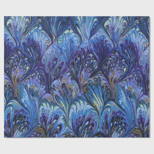 PAPIER, ABSTRAKTES BLAUENPATTER, WIRBEL GESCHENKPAPIER (Flach)